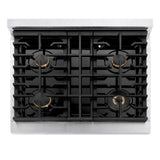 ZLINE 30 in. Autograph Edition Paramount Gas Rangetop with 4 Burners and Porcelain Cooktop in DuraSnow' Stainless Steel with Polished Gold Accents (SRTSZ-30-G)