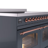 Nostalgie II 40 Inch Electric Freestanding Range in Blue Grey with Copper Trim