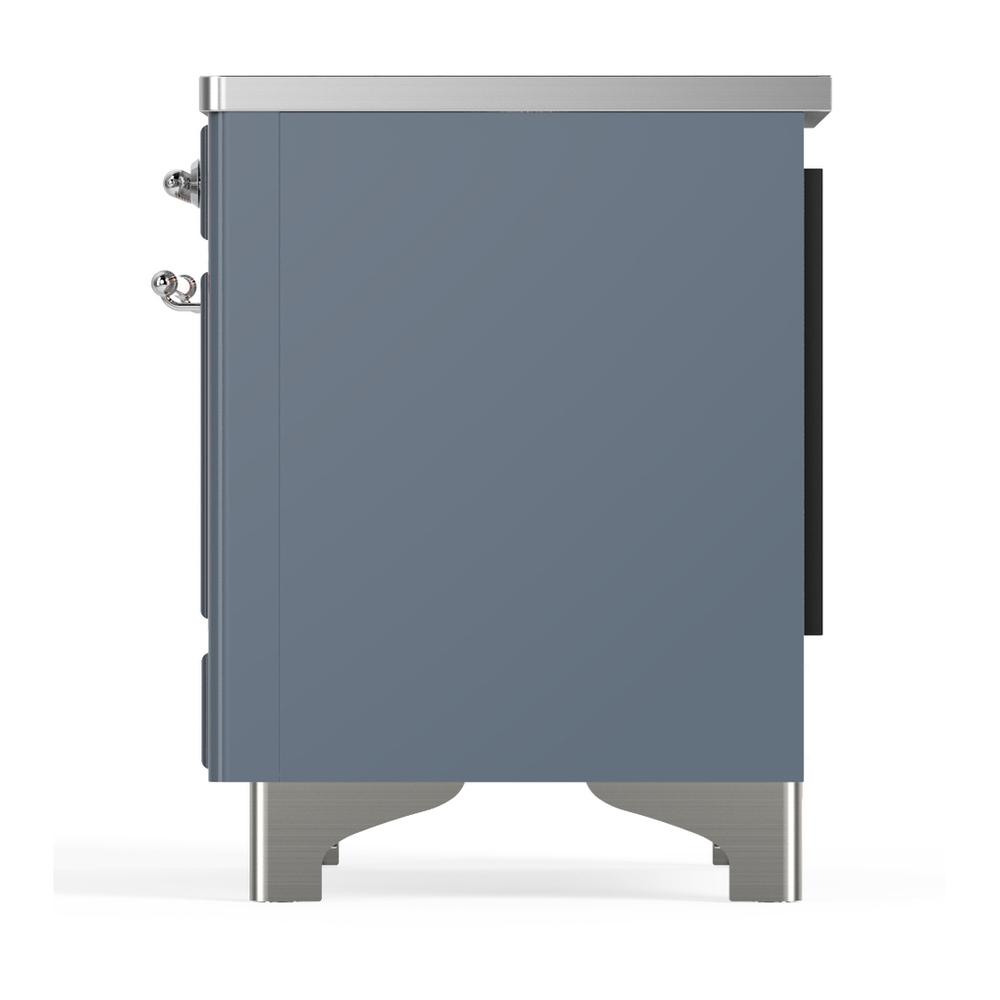 ILVE UMIB36NR3BGC Majestic III 36 inch Induction Range with 6 Elements, 3.5 cu. ft. Total Oven Capacity (Triple Glass Door, Blue Grey, Chrome)