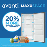 Avanti MaxxSpace Insulation™ Technology Garage-Ready Frost-Free Convertible Upright Freezer, 17 cu. ft., ENERGY STAR, Stainless Steel Look (AV170VFLJM0SS)