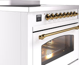 Nostalgie II 36 Inch Electric Freestanding Range in White with Brass Trim