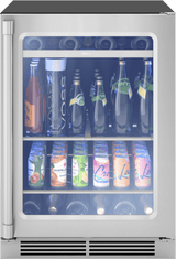 Presrv Pro Beverage Cooler, 24in Under Cabinet, SS+Glass, Reverse Door, 1 Zone