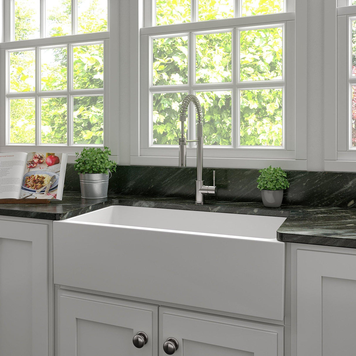 ZLINE 36" Venice Farmhouse Reversible Fireclay Sink (FRC5122) [Color: White Gloss]