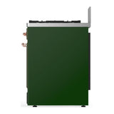 ILVE UM30NR3EGPLP Majestic III 30 inch Dual Fuel Range with 5 Black Brass Burners, Dual Function Burner up to 25,000 BTU (Liquid Propane, Triple Glass Door, Emerald Green, Copper)