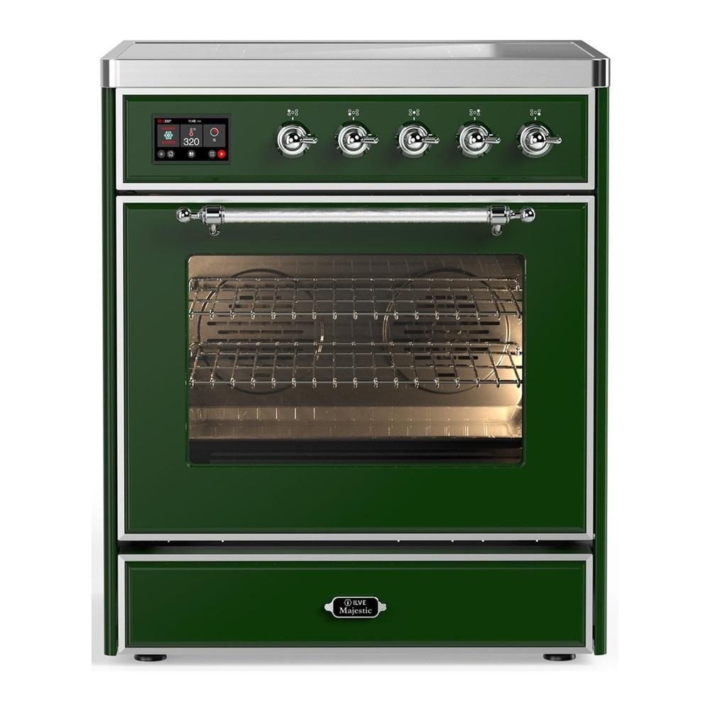 ILVE UMIB30NR3EGC Majestic III 30 inch Induction Range with 4 Elements, 4 cu. ft. Oven Capacity (Triple Glass Door, Emerald Green, Chrome)