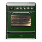 ILVE UMIB30NR3EGC Majestic III 30 inch Induction Range with 4 Elements, 4 cu. ft. Oven Capacity (Triple Glass Door, Emerald Green, Chrome)
