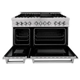ZLINE 48 in. DuraSnow Stainless Steel 6.0 cu.ft. 7 Gas Burner/Electric Oven Range with Color Door Options (RAS-SN-48) [Color: Blue Gloss]