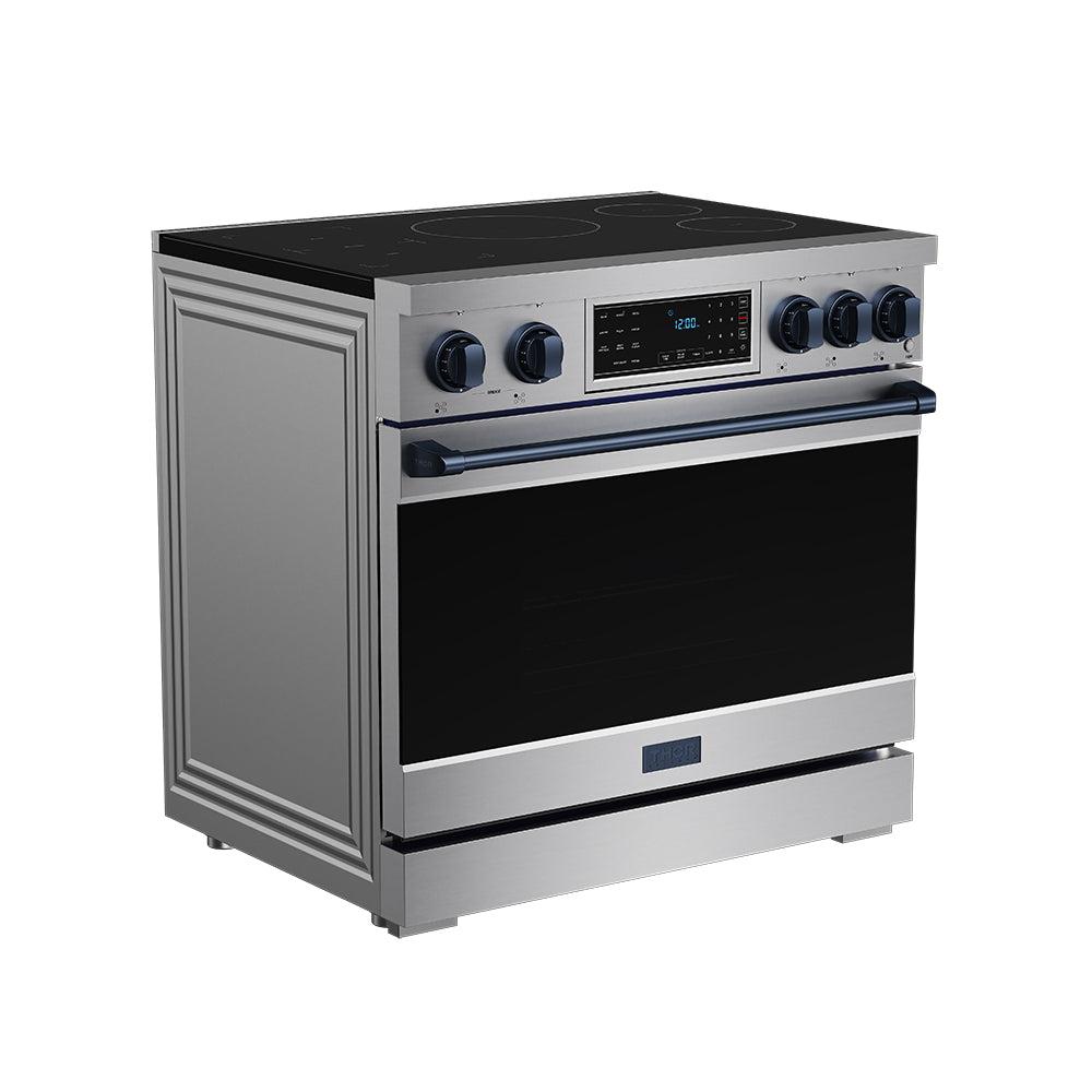 36 Inch Professional Induction Range With Tilt Panel Touch Control In Stainless Steel and Blue  Gordon Ramsay Series