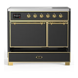 ILVE UMDIB40QNR3MGG Majestic III 40 inch Induction Range with 6 Elements, 3.82 cu. ft. Total Oven Capacity (Solid Door, Graphite Matte, Brass)