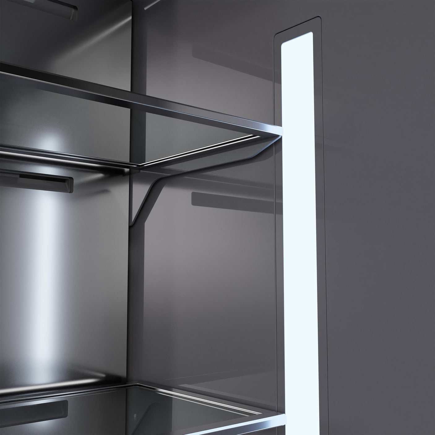ZLINE Autograph Edition 36 in. 19.6 cu. ft. French Door Built-In Bottom Freezer Refrigerator with Water Dispenser and Ice Maker in DuraSnow' Stainless Steel with Graphite Gray Interior and Matte Black Accents (GRBIVZ-SN-36-MB)