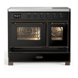 ILVE UMDIB40NR3BKB Majestic III 40 inch Induction Range with 6 Elements, 3.82 cu. ft. Total Oven Capacity (Triple Glass Door, Glossy Black, Burnished)