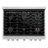 ZLINE 36 in. 5.2 cu. ft. Paramount Dual Fuel Range with 6 Burner Gas Cooktop and Electric Convection Oven in DuraSnow' Stainless Steel (SDRS-36)