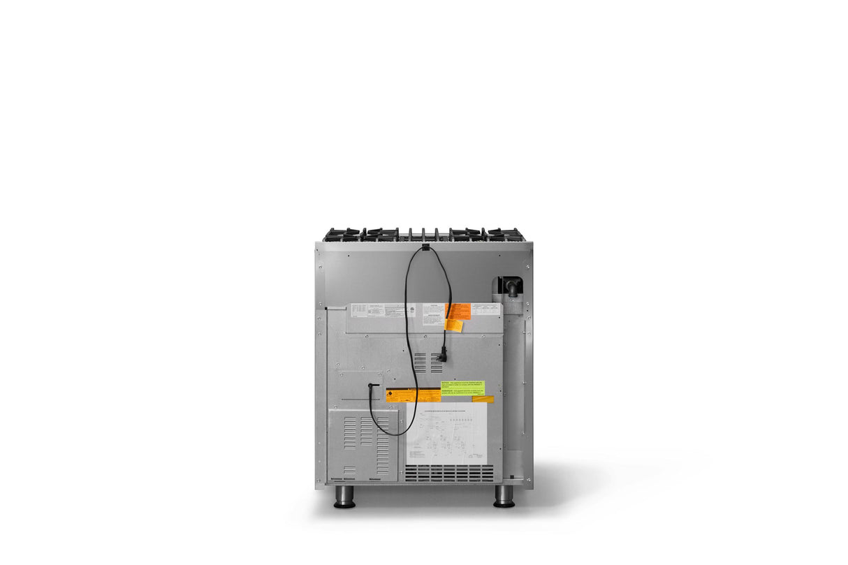 30"W. Sealed Burner Gas Range (Finish: Stainless Steel, Trim: Brushed Brass, Fuel: Natural Gas)