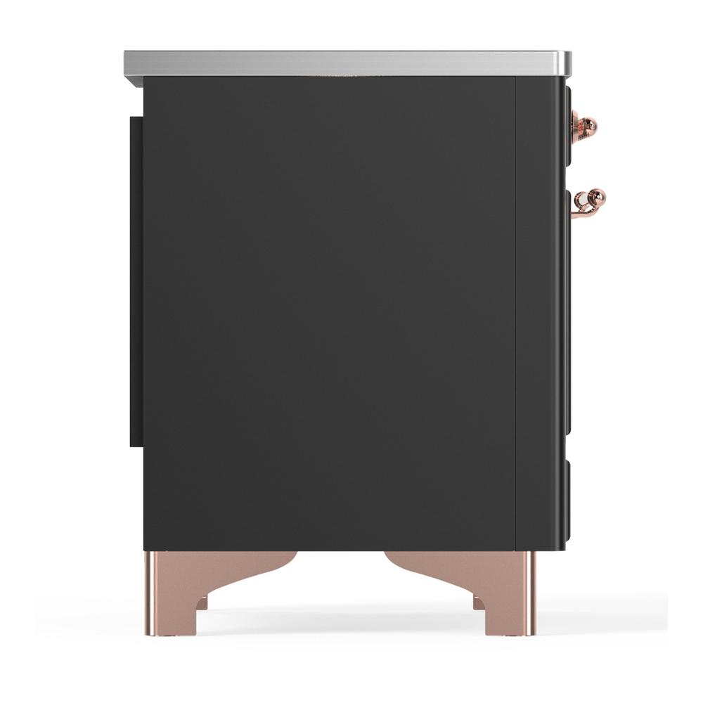 ILVE UMIB36NR3MGP Majestic III 36 inch Induction Range with 6 Elements, 3.5 cu. ft. Total Oven Capacity (Triple Glass Door, Graphite Matte, Copper)