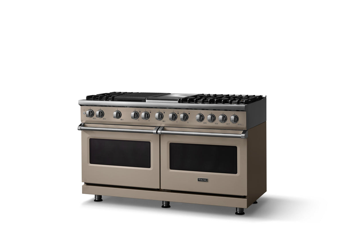 60"W.Dual Fuel Range (Finish: Nantucket, Trim: Polished Chrome, Fuel: Natural Gas)