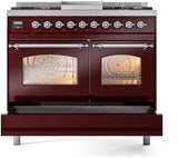 Nostalgie II 40 Inch Dual Fuel Liquid Propane Freestanding Range in Burgundy with Chrome Trim