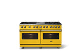 60"W.Dual Fuel Range (Finish: Daffodil, Trim: Polished Chrome, Fuel: Propane)