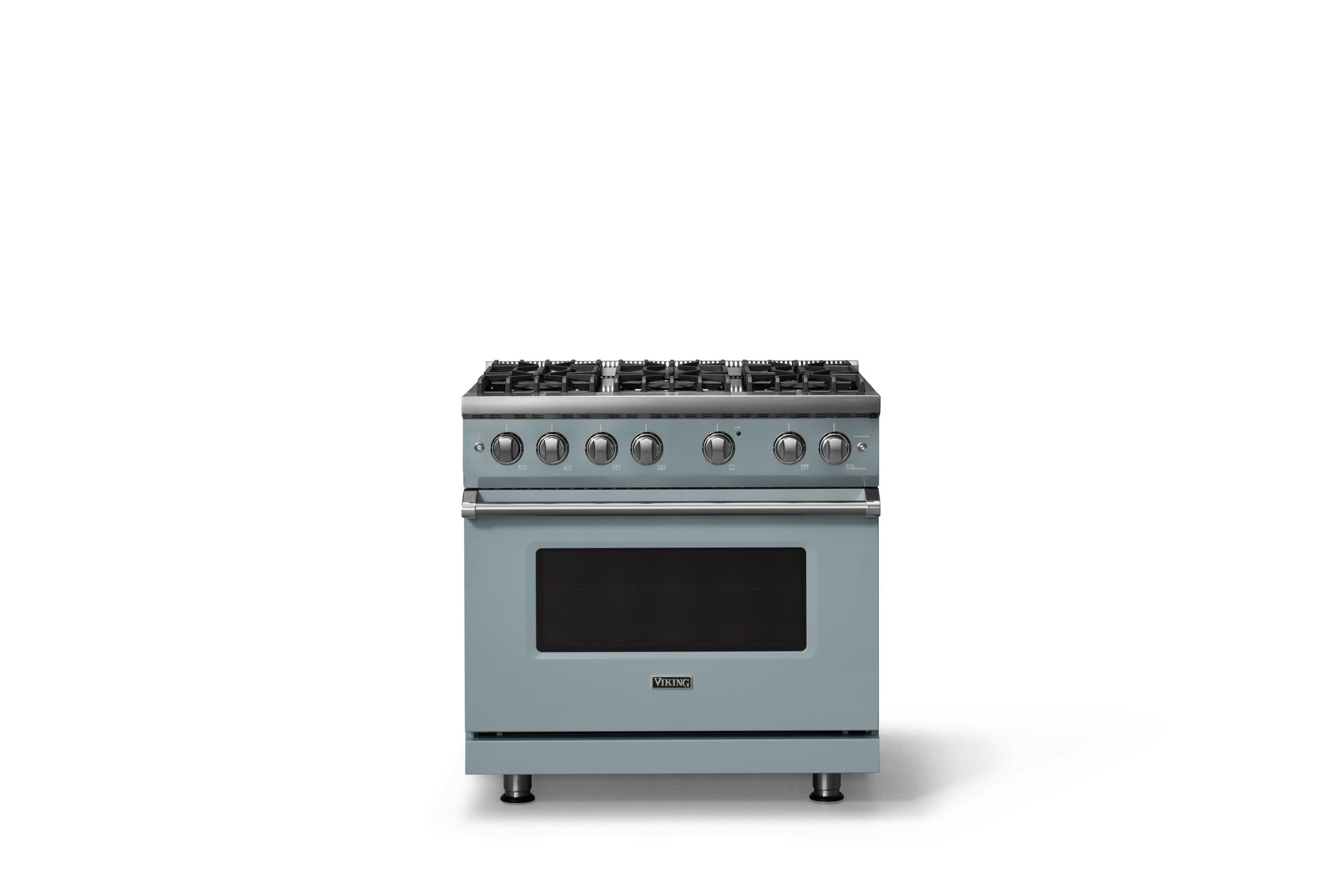 36"W. Sealed Burner Gas Range (Burner: 6b, Finish: November Sky, Trim: Polished Chrome, Fuel: Natural Gas)