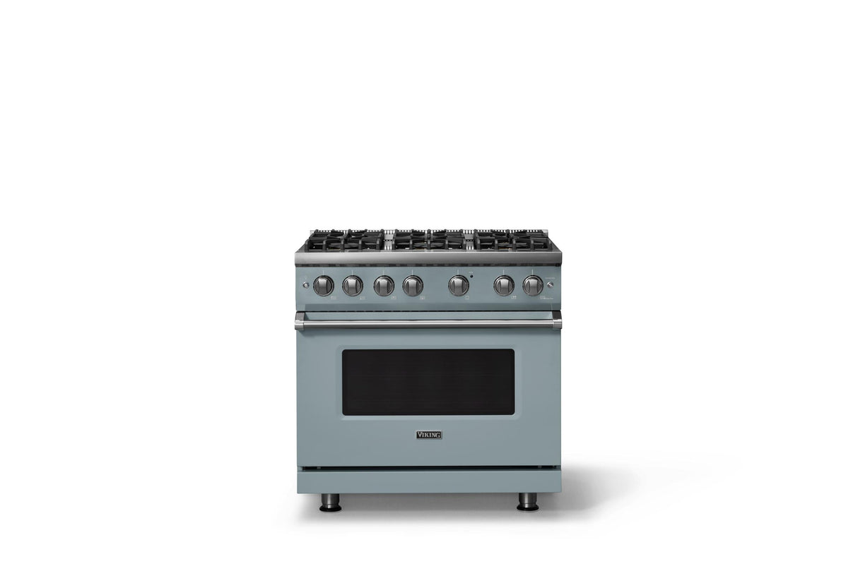 36"W. Sealed Burner Gas Range (Burner: 6b, Finish: November Sky, Trim: Polished Chrome, Fuel: Propane)