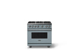 36"W. Sealed Burner Gas Range (Burner: 6b, Finish: November Sky, Trim: Polished Chrome, Fuel: Propane)
