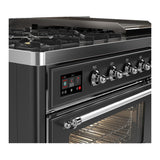ILVE UM48FNR3MGCLP Majestic III 48 inch Dual Fuel Range with 8 Burners and Griddle, Dual Function Burner up to 25,000 BTU (Liquid Propane, Triple Glass Door, Graphite Matte, Chrome)