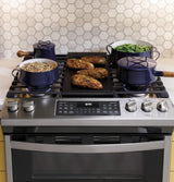 GE 30" Slide-In Front Control Gas Double Oven Range