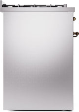 Nostalgie II 30 Inch Dual Fuel Natural Gas Freestanding Range in Stainless Steel with Bronze Trim