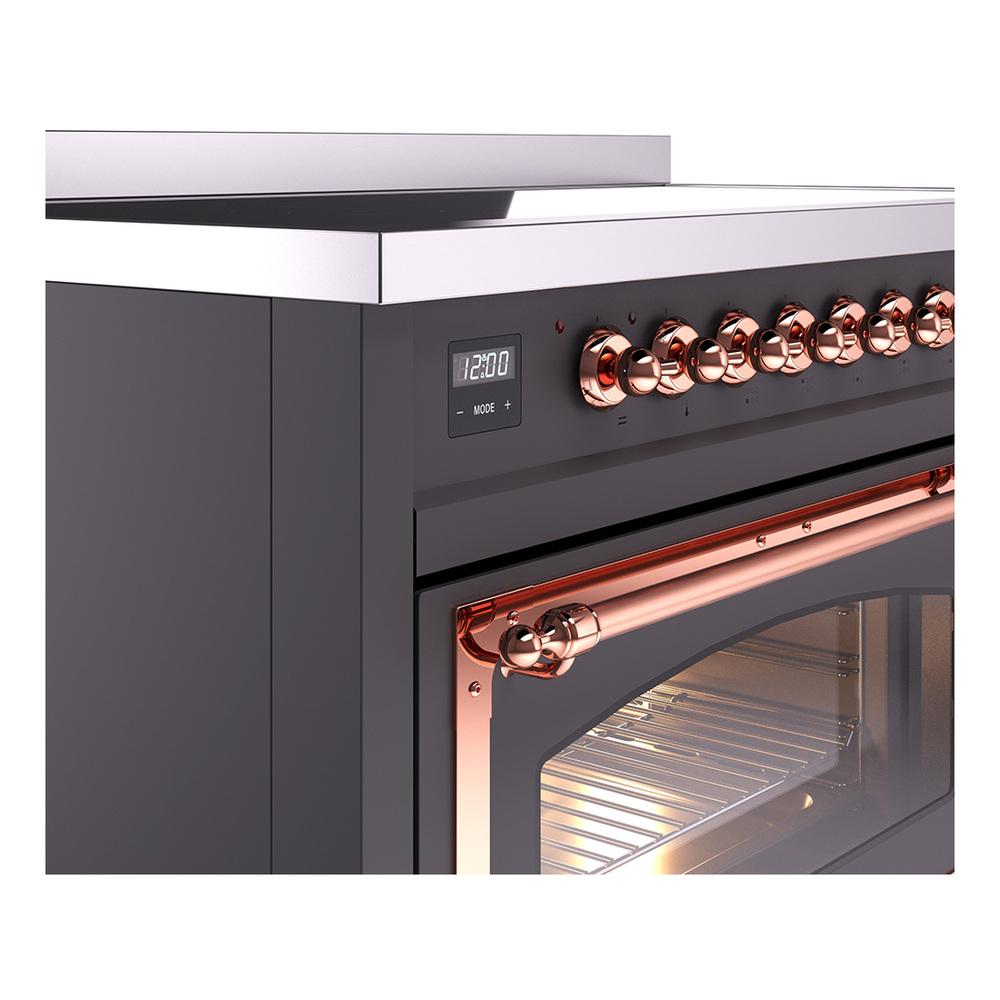 ILVE UNI486NMPMGP Nostalgie II Noblesse 48 inch Induction Range (Triple Glass Door, Graphite Matte, Copper)