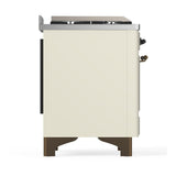ILVE UM48FNR3AWB Majestic III 48 inch Dual Fuel Range with 8 Burners and Griddle, Dual Function Burner up to 25,000 BTU (Natural Gas, Triple Glass Door, Antique White, Burnished)