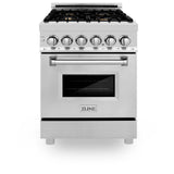 ZLINE 24 in. 2.8 cu. ft. Electric Oven and Gas Cooktop Dual Fuel Range with Griddle and Brass Burners in Stainless Steel (RA-BR-GR-24)