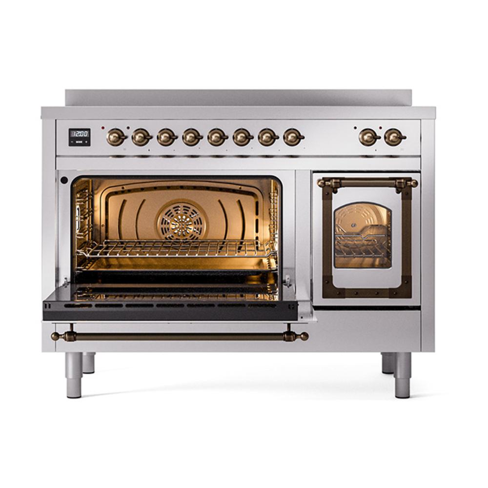 ILVE UNI486NMPSSB Nostalgie II Noblesse 48 inch Induction Range (Triple Glass Door, Stainless Steel, Burnished)