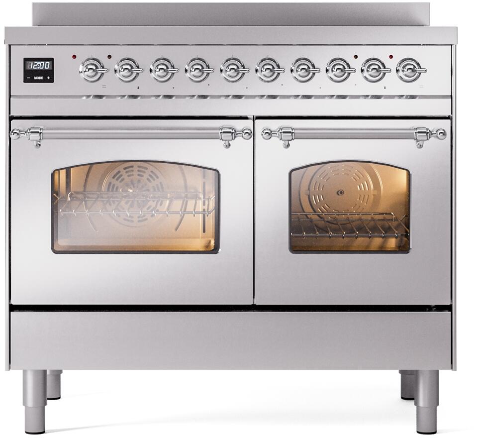 Nostalgie II 40 Inch Electric Freestanding Range in Stainless Steel with Chrome Trim