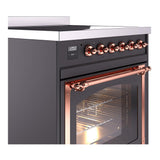 ILVE UNI304NMPMGP Nostalgie II Noblesse 30 inch Induction Range (Triple Glass Door, Graphite Matte, Copper)