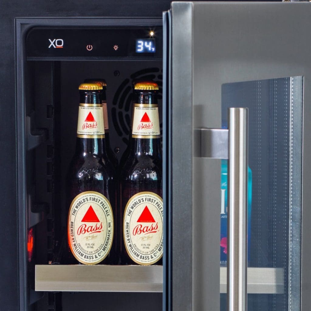 24" Beverage/Wine Double Door Black Glass