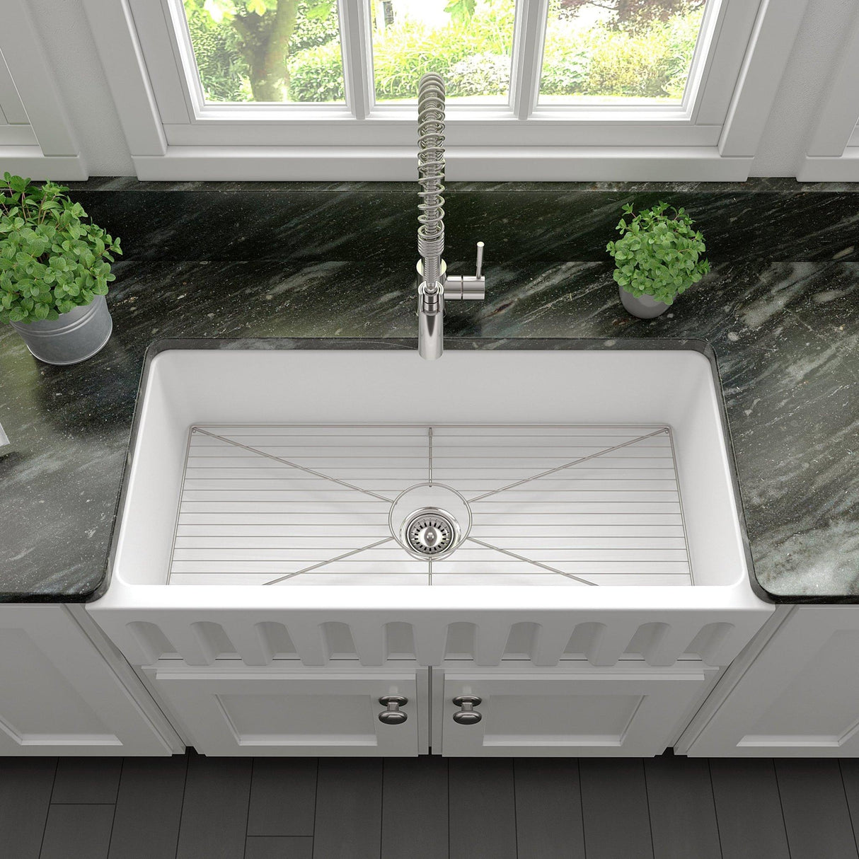 ZLINE 36" Venice Farmhouse Reversible Fireclay Sink (FRC5122) [Color: White Gloss]