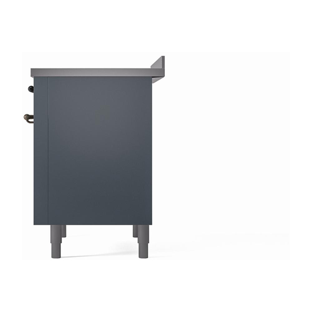 ILVE UNI366QNMPBGB Nostalgie II Noblesse 36 inch Induction Range (Solid Door, Blue Grey, Burnished)