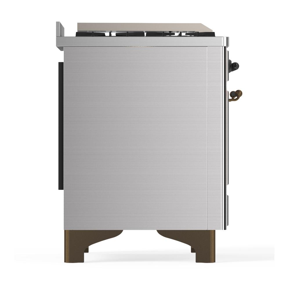 ILVE UMD40FQNR3SSBLP Majestic III 40 inch Dual Fuel Range with 6 Burners and Griddle, Dual Function Burner up to 25,000 BTU (Liquid Propane, Solid Door, Stainless Steel, Burnished)