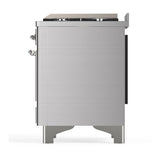 ILVE UM48FNR3SSC Majestic III 48 inch Dual Fuel Range with 8 Burners and Griddle, Dual Function Burner up to 25,000 BTU (Natural Gas, Triple Glass Door, Stainless Steel, Chrome)