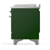 ILVE UM48FSNR3EGC Majestic III 48 inch Dual Fuel Range with 5 Black Brass Burners, Griddle and French Top, Dual Function Burner up to 25,000 BTU (Natural Gas, Triple Glass Door, Emerald Green, Chrome)