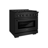 ZLINE 36 in. 5.2 cu. ft. Paramount Dual Fuel Range with 6 Burner Gas Cooktop and Electric Convection Oven in Black Stainless Steel (SDRB-36)