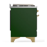 ILVE UM48FSNR3EGG Majestic III 48 inch Dual Fuel Range with 5 Black Brass Burners, Griddle and French Top, Dual Function Burner up to 25,000 BTU (Natural Gas, Triple Glass Door, Emerald Green, Brass)