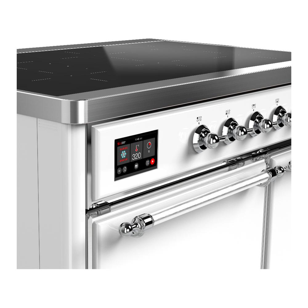 ILVE UMDIB40QNR3WHC Majestic III 40 inch Induction Range with 6 Elements, 3.82 cu. ft. Total Oven Capacity (Solid Door, White, Chrome)