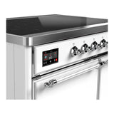 ILVE UMDIB40QNR3WHC Majestic III 40 inch Induction Range with 6 Elements, 3.82 cu. ft. Total Oven Capacity (Solid Door, White, Chrome)