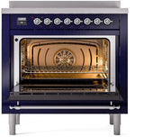 Nostalgie II 36 Inch Electric Freestanding Range in Blue with Chrome Trim