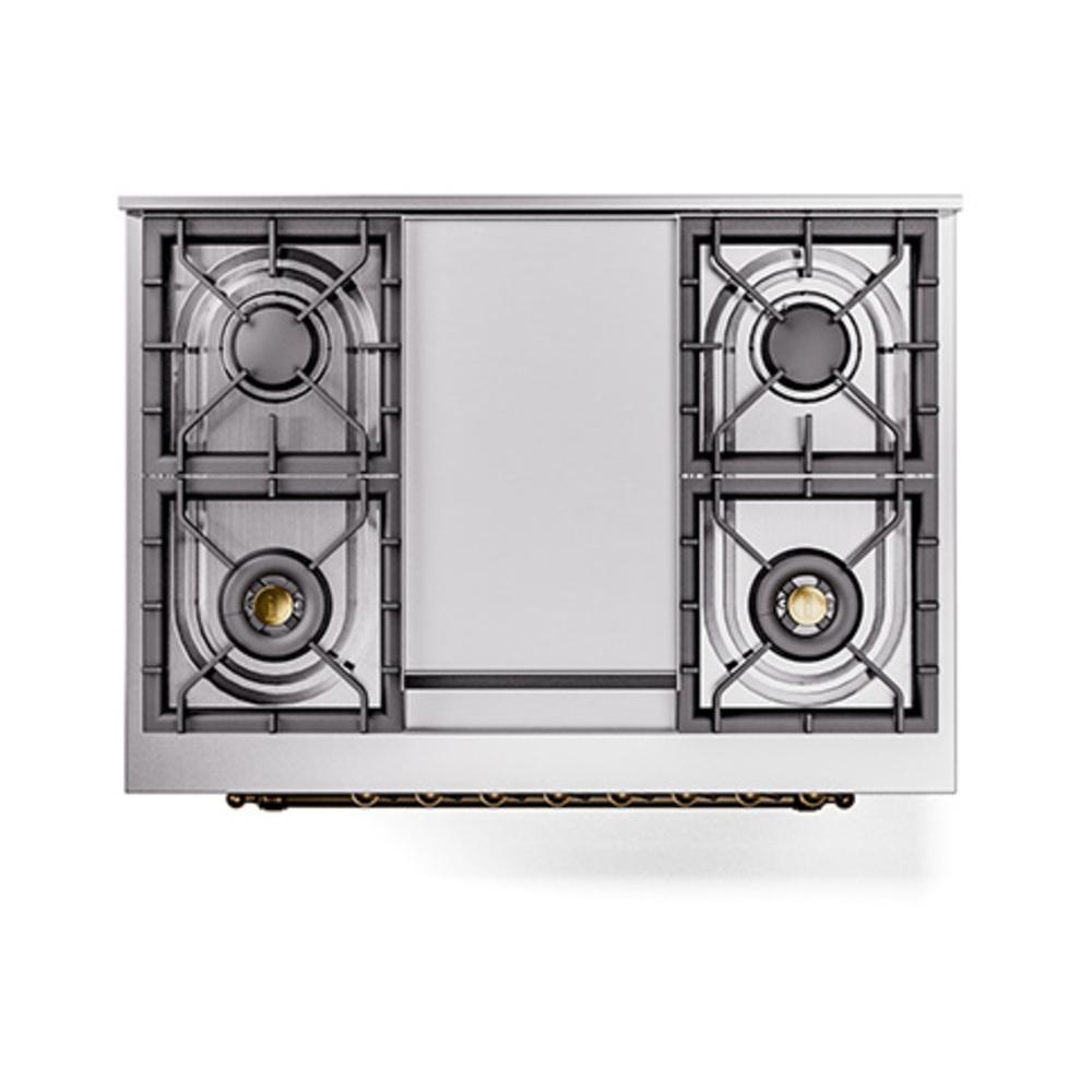 ILVE UN36FNMPAWB Nostalgie II Noblesse 36 inch Dual Fuel Range (Natural Gas, Triple Glass Door, Antique White, Burnished)