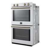 Forno Vomero 30-Inch Double Wall Oven, White, 10 cu.ft Total Capacity, 7100W Convection, Mechanical Controls, Manuel Steam Clean