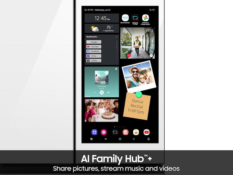 Bespoke 29 cu. ft. 4-Door French Door Refrigerator with AI Family Hub™+ & AI Vision Inside™ in White Glass