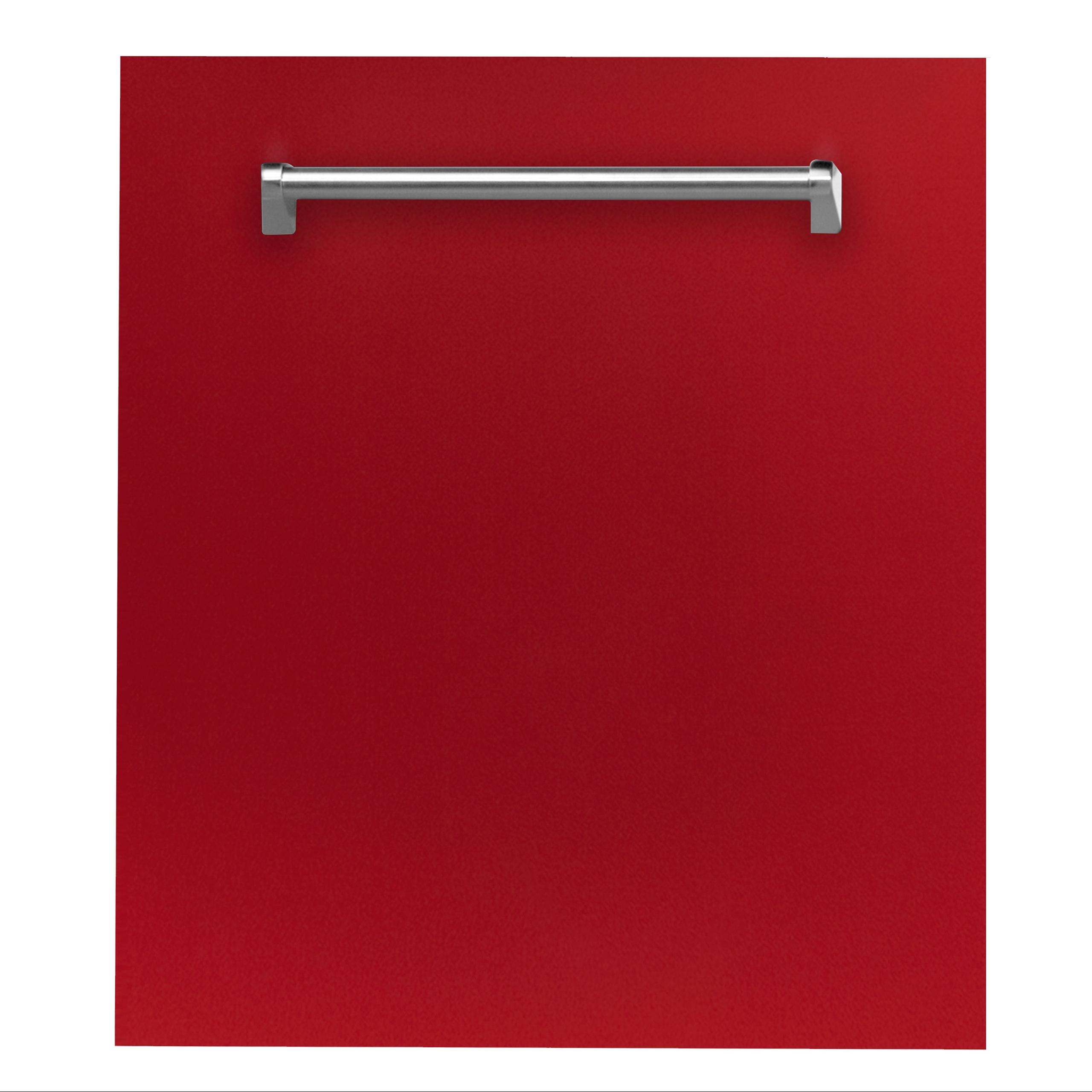 ZLINE 24 in. Top Control Dishwasher with Stainless Steel Tub and Traditional Style Handle, 52dBa (DW-24) [Color: Red Gloss]