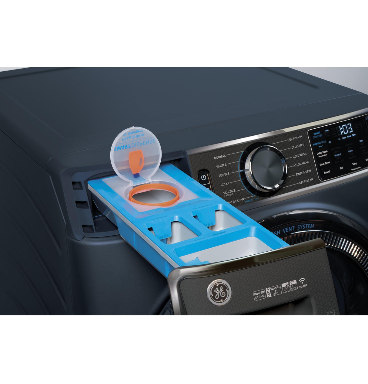 GE® 5.0 cu. ft. Capacity Smart Front Load ENERGY STAR® Steam Washer with SmartDispense™ UltraFresh Vent System with OdorBlock™ and Steam