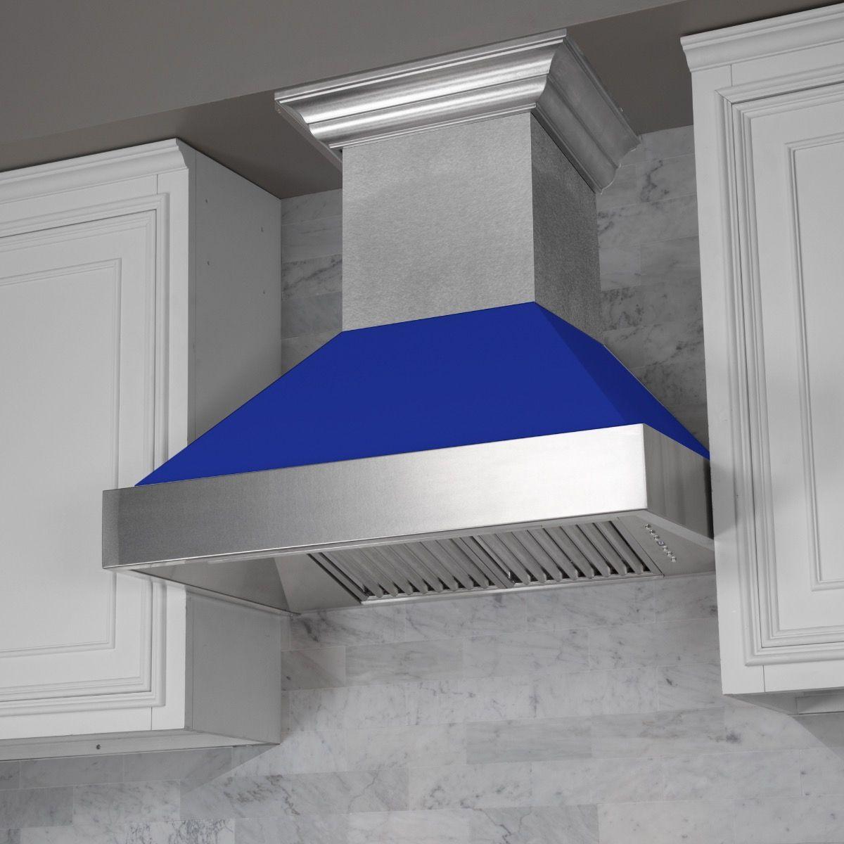48" Colored Range Hood Shell in Blue Matte (8654-SH-BM-48)-Shell Only
